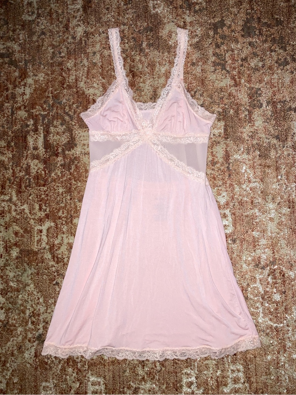 Pink Mesh Lace Slip - Picture 2 of 5